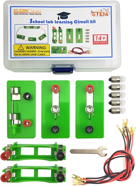 EUDAX Physics Science Kit de circuits d'apprentissage en laboratoire,Ensemble d'expériences d'électricité, Circuits de construction pour les étudiants du premier cycle de l'enseignement secondaire (kit de base)