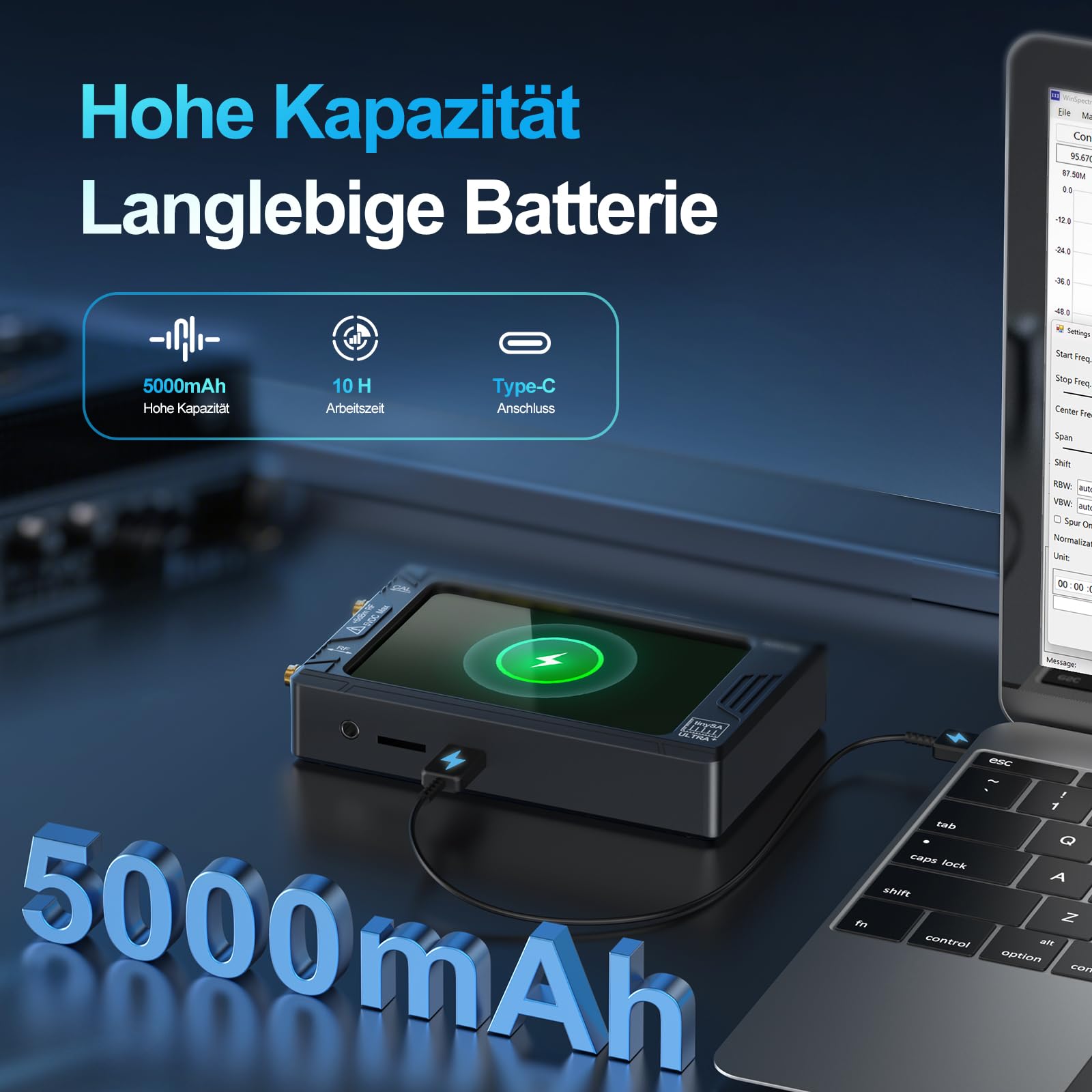 AURSINC Tinysa Ultra+ ZS407 Spektrumanalysator, 4,0 Zoll 100 kHz-7,3 GHz Tinysa Handheld-Frequenzanalysator, 2-in-1 RF-Signalgenerator 100 kHz bis 900 MHz MF/HF/VHF/UHF-Eingang, HW V0.5.4