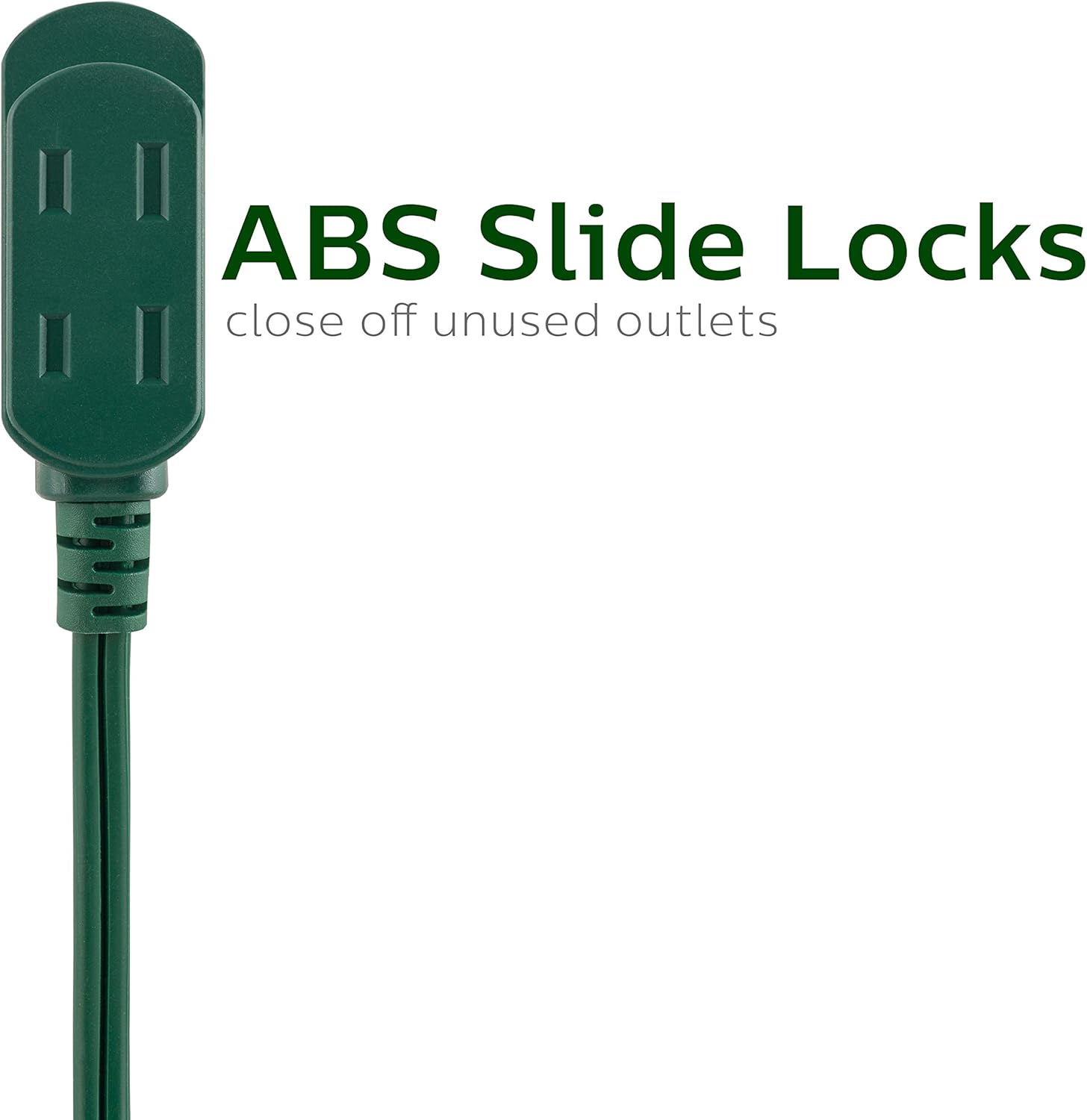 Philips Extension Cord, 15 Ft, 3-Outlet Flat Plug, Safety Slide Multiple Outlets, Indoor, 2 Prong, Green, SPS1032GE/27 (Pack of 12)