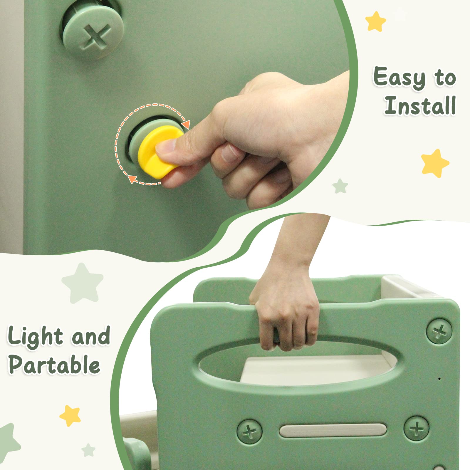 BanaSuper Kid's Table and 2 Chairs Set Plastic Activity Table for Toddlers Children Desk Ideal for Arts & Crafts Snack Time Homeschooling Homework Gift for Boy & Girl(Green with 2 Chairs Set)