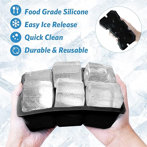 Miniatura 3 de Paquete de 3 bolas de hielo de silicona y bandejas cuadradas de cubitos de hielo de diamante, fácil liberación para enfriar, whisky, vino, cóctel