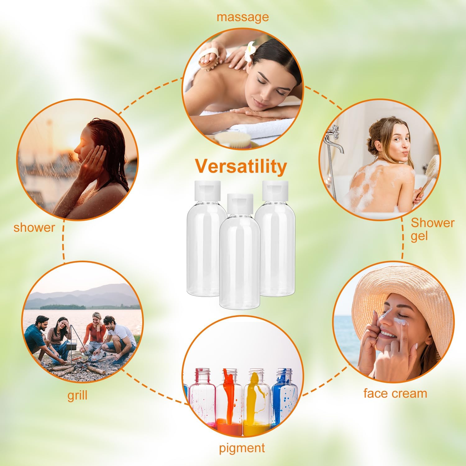 100 Pack 2 oz Plastic Bottles with Caps, Clear Empty Bottles, flip top Bottles for Lotion and Shampoo, Travel-Friendly Bottles, BPA-Free for Liquids and Personal Care - Image 7