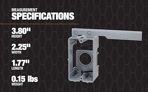 Vista 26 de Southwire MSBST250 - Caja inteligente eléctrica para montaje y techo, diente de tiburón con sierra de agujero, soporta 6 libras, color gris