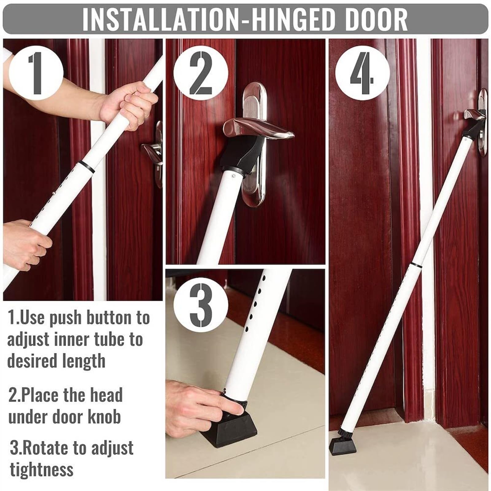 Barra de Seguridad de Puerta Ajustable 2 en 1, Tope de Puerta de Seguridad for el hogar, Seguridad de Puerta for Puertas correderas y Puertas Delanteras construidas con Hi