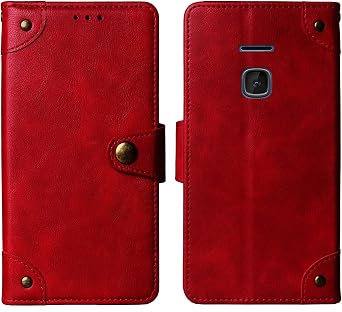 Flip Genuine Premium Leather TPU Silicone Phone Gel Case for Nokia 225 4G 2.4" Back Cover Skin Etui Protective Protector Wallet Pouch Shell Bumper Red