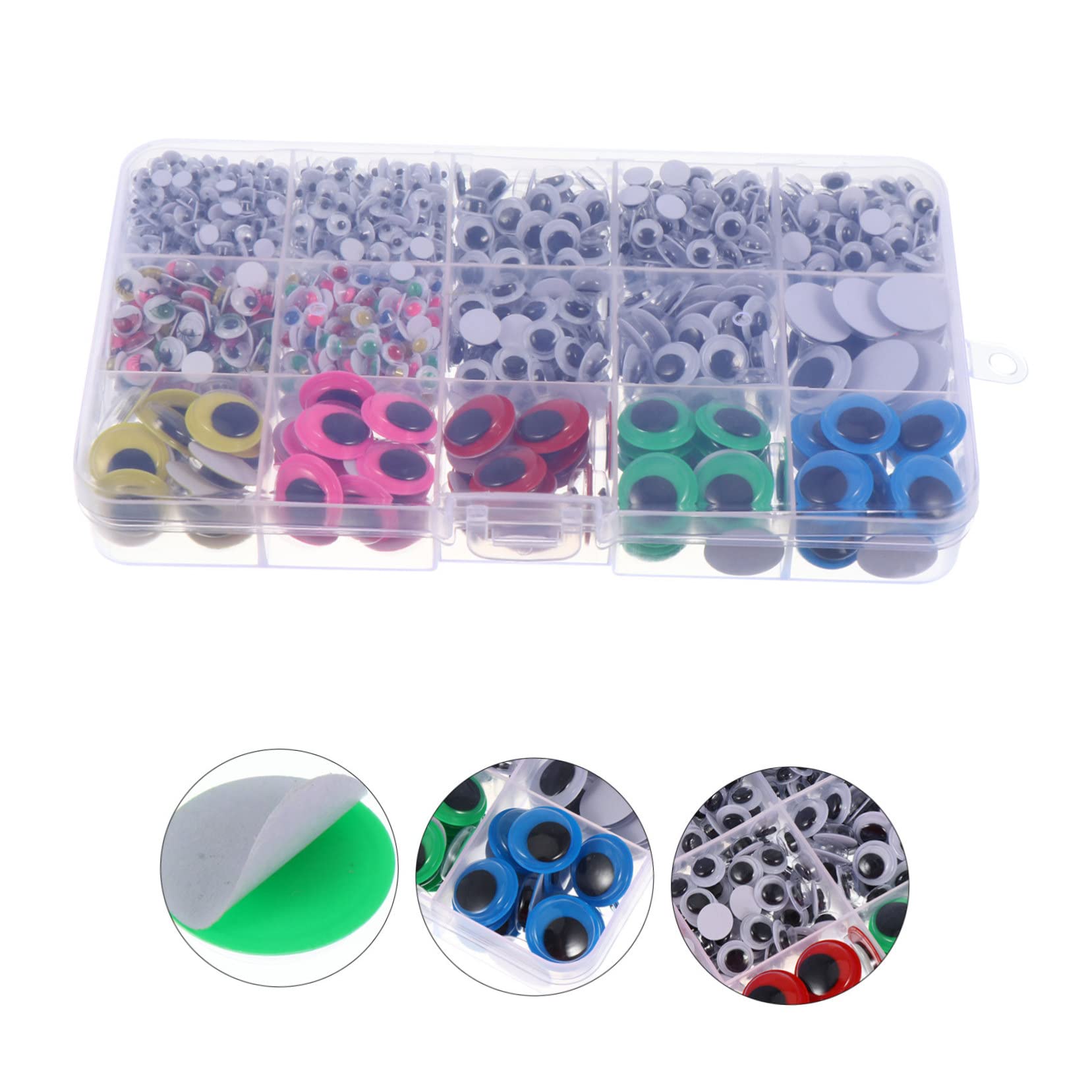 Uonlytech 3 Set Occhi Giocattolo di Plastica Googly Adesivo Forniture Artigianato Occhio Sbattere Gli Occhi Finti Occhi Mobili Occhi Giocattolo Fai da Te 1500 Pezzi*3