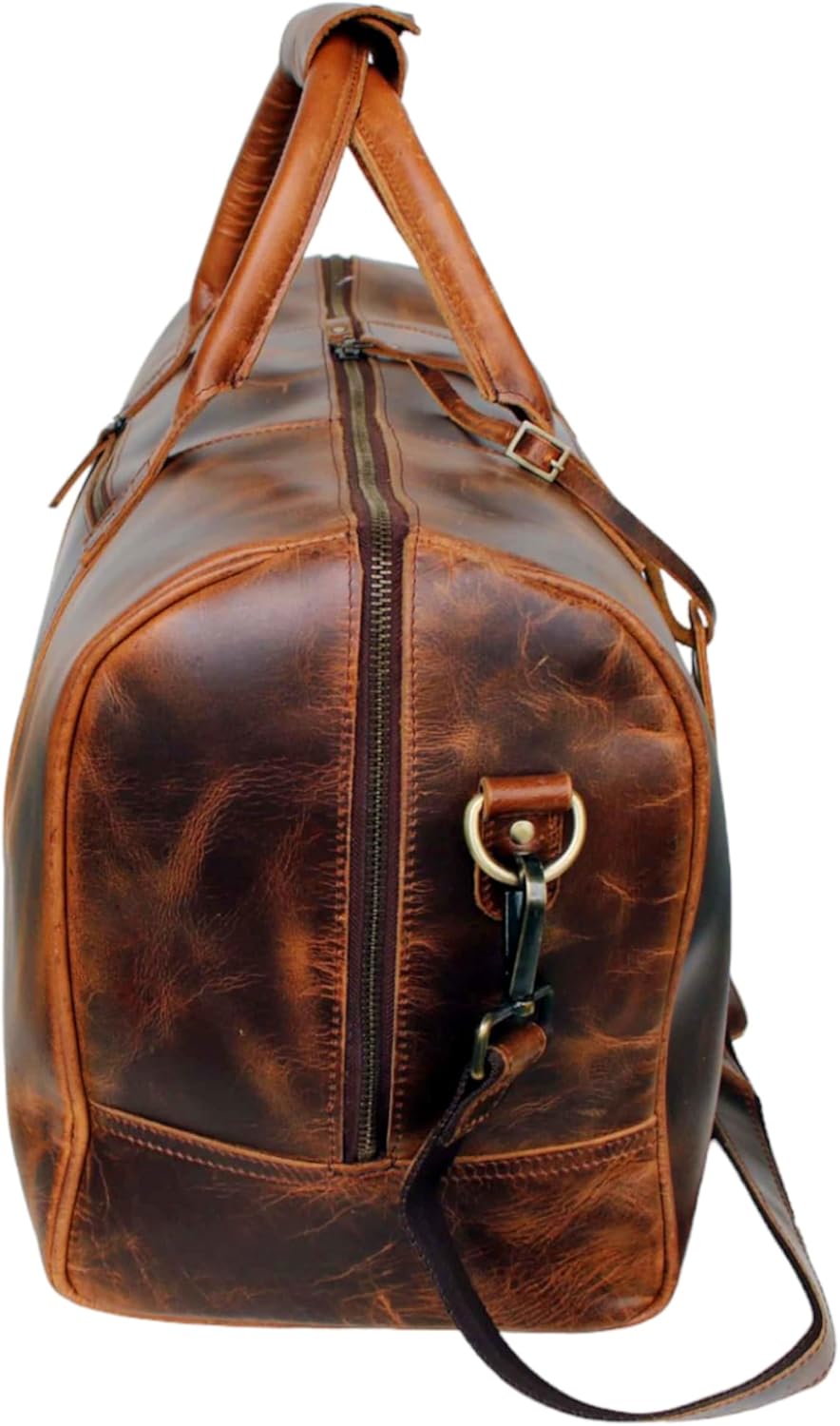 Jaald 50 cm Real Buffalo Leather Leather Weekender Luggage Travel Bag Travel Luggage Sports Bag Weekend Trip Hand Luggage Duffel Gym Bag Waterproof Carry On Bag Gift, Brown, L, Brown, L