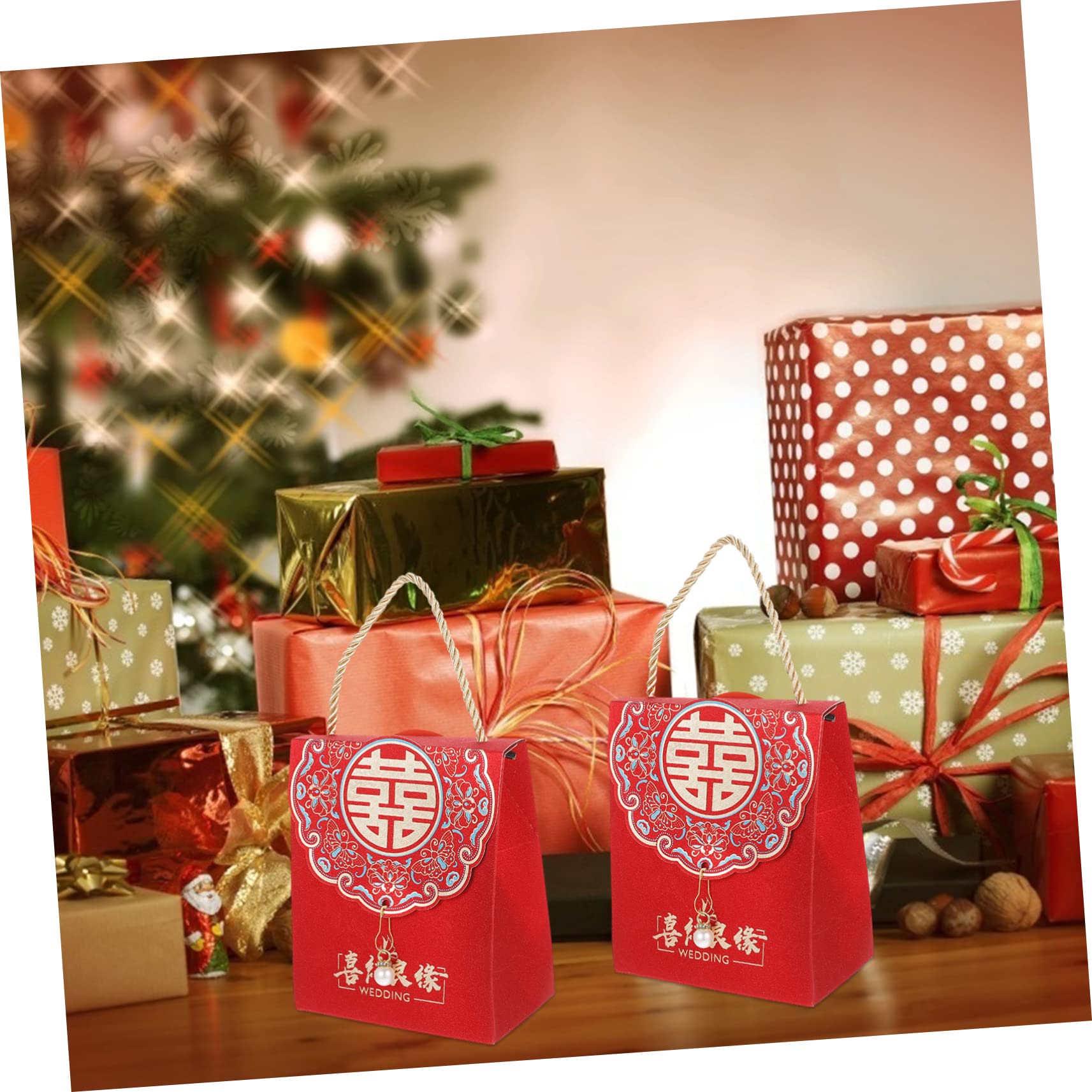 FOMIYES Wedding Favor Boxes Large Pink Black Lids Candy Boxes Chinese Candy Packaging