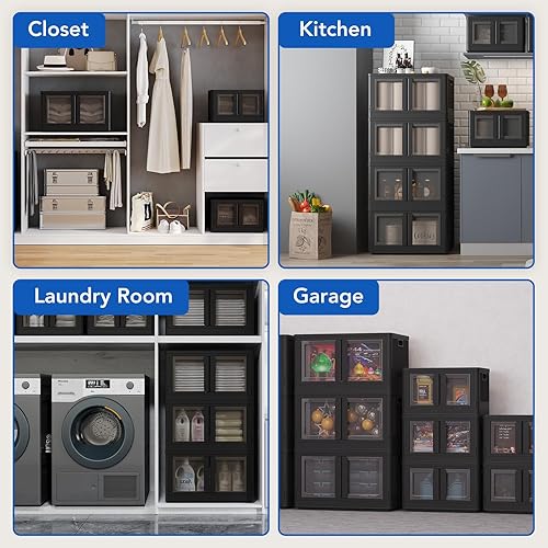 Miniatura 7 de FLEXIMOUNTS Contenedores de almacenamiento apilables de 152 cuartos de galón con tapas, contenedores de almacenamiento de plástico plegables,