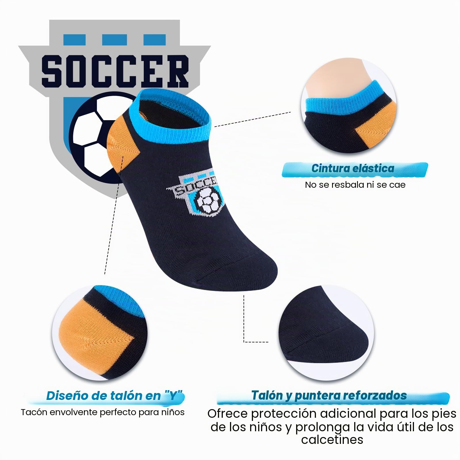 Cirorld Calcetines deportivos para niños 6 pares algodón fútbol coloridos