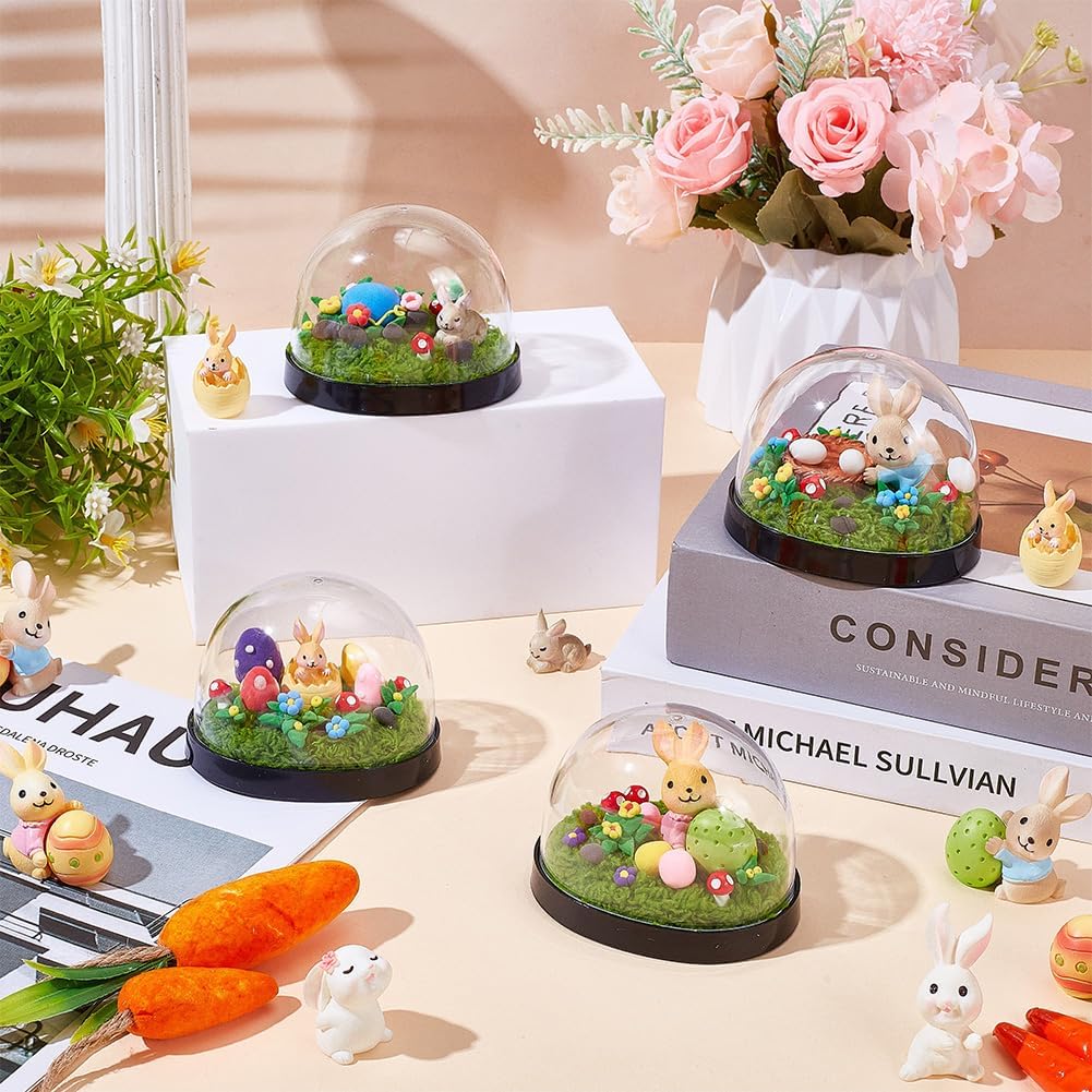 WEBEEDY 4 Sets DIY Easter Bunny Egg Snow Globe Art Craft Kits Ready to Make Your Own Rabbit Eggs Mushroom Snow Globe Ornaments, Handmade Gift for Easter Home Desk Office Room Party Decor