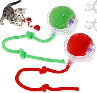 BOBASH 2 Stück Interaktives Katzenspielzeug Ball Katzenball Spielzeug Elektrisch 360° Rolling Ball Hund Hundespielzeug mit USB für Katzen Hunde product image