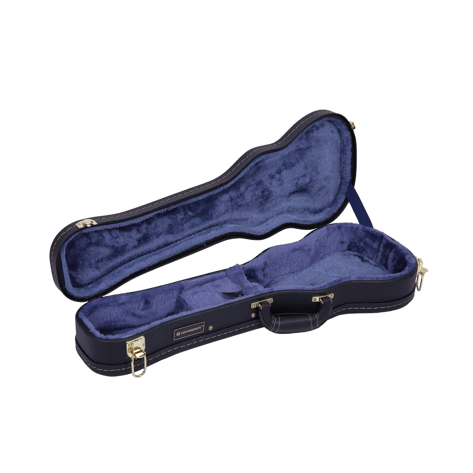 Crossrock CRA900SUG - Funda para Ukelele Soprano, policarbonato/ABS de Lujo, Peso Ligero, Moldeado Duro, Aspecto Gris metálico