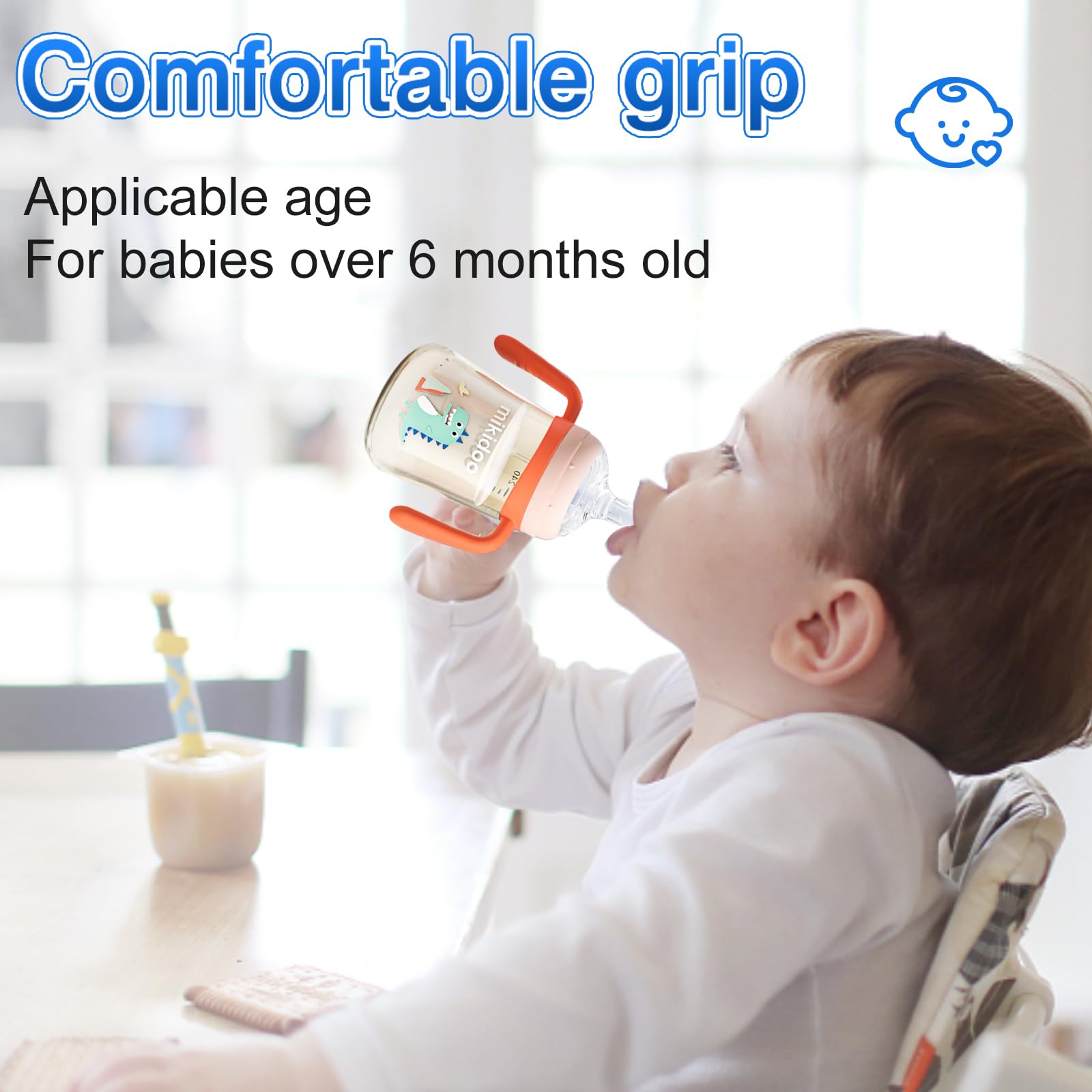 2 in 1 Baby Sippy Cup with Straw and Spout 240ml,Toddler Drinks Water Bottles Trainer Cup with Handles for Babies 6 12 Months(One Bottle with 3 Spout) (Pink) - Image 3