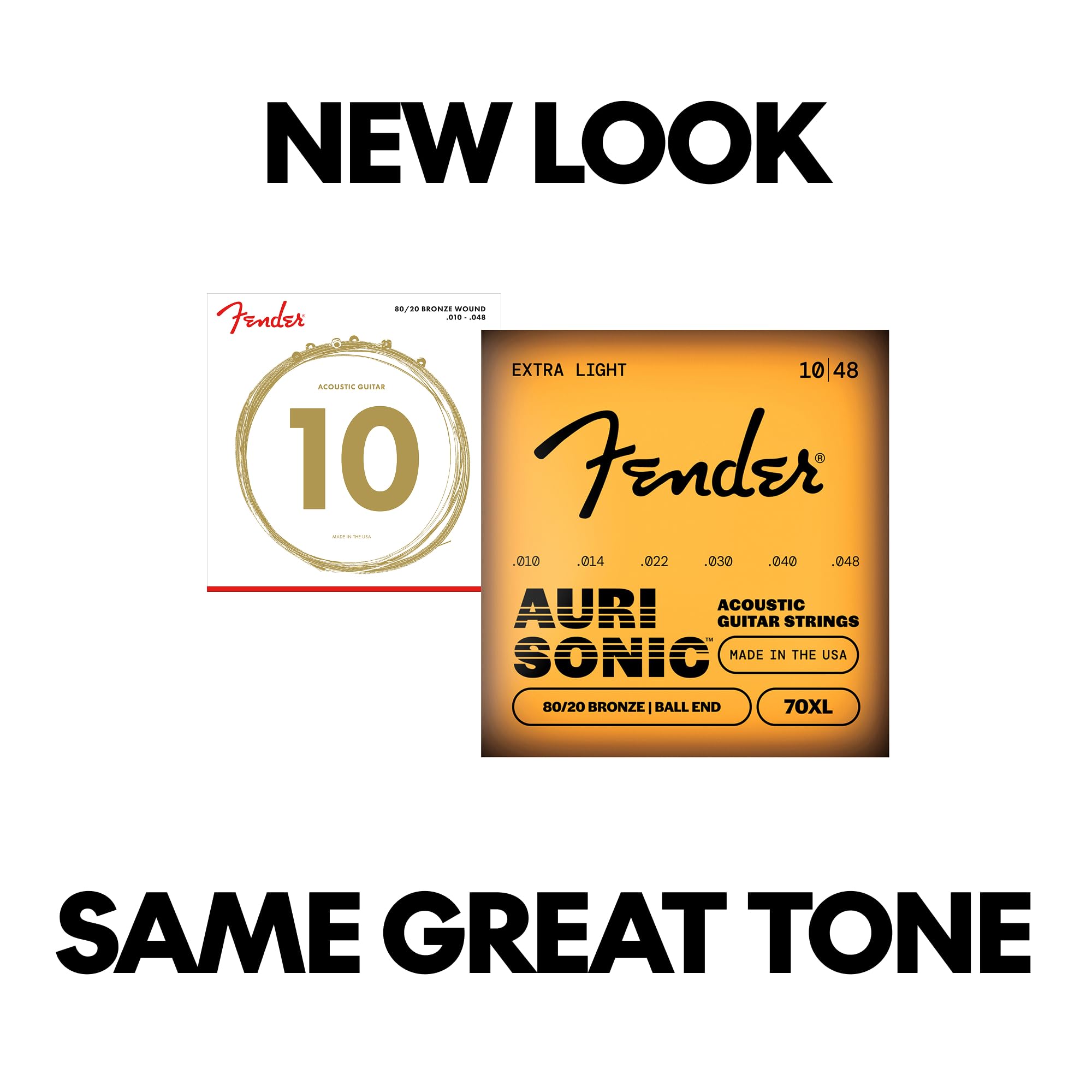 Fender 80/20 Bronze Acoustic Guitar Strings, Extra Light Gauge .010-.048, Model 70XL, Model 0730070402 2
