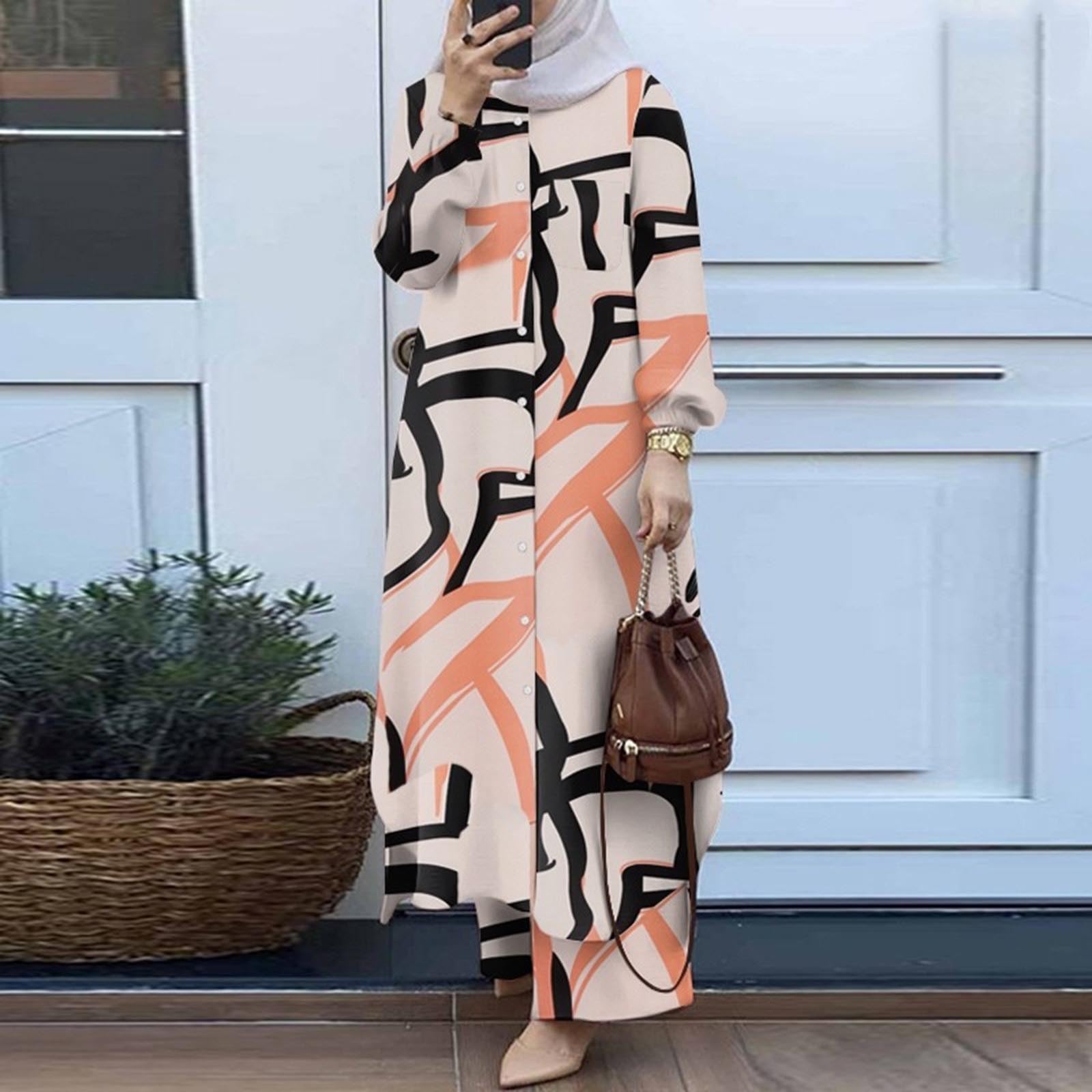 Ensemble de 2 vêtements de prière pour femme musulmane - Tenue Ramadan Dubaï - Vêtements islamiques - Haut à manches longues et pantalon long - Abaya - Ensemble haut et pantalon