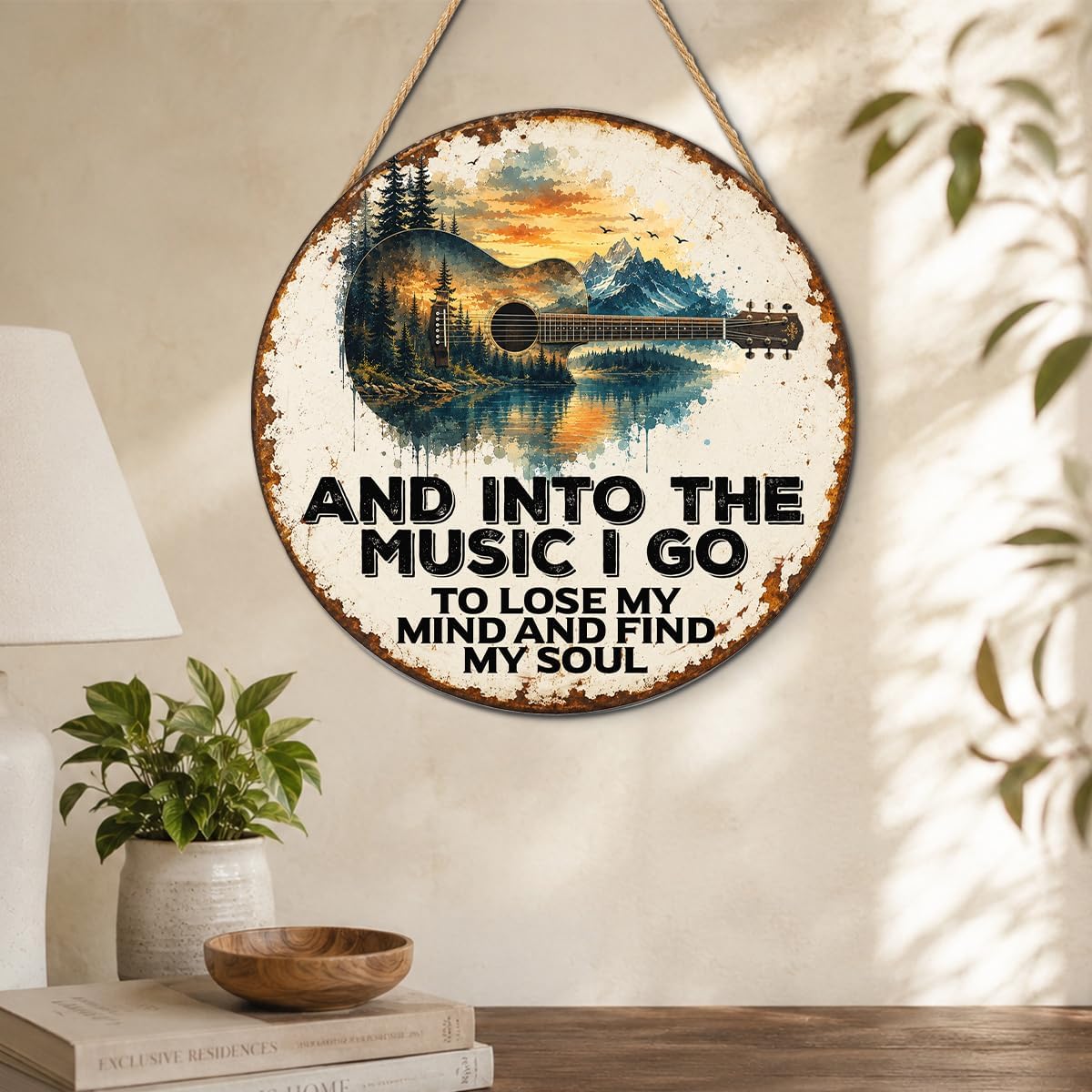 Vintage Music Guitar Metal Sign Home Decor Music Lover Gifts 8x8 Inch image 3