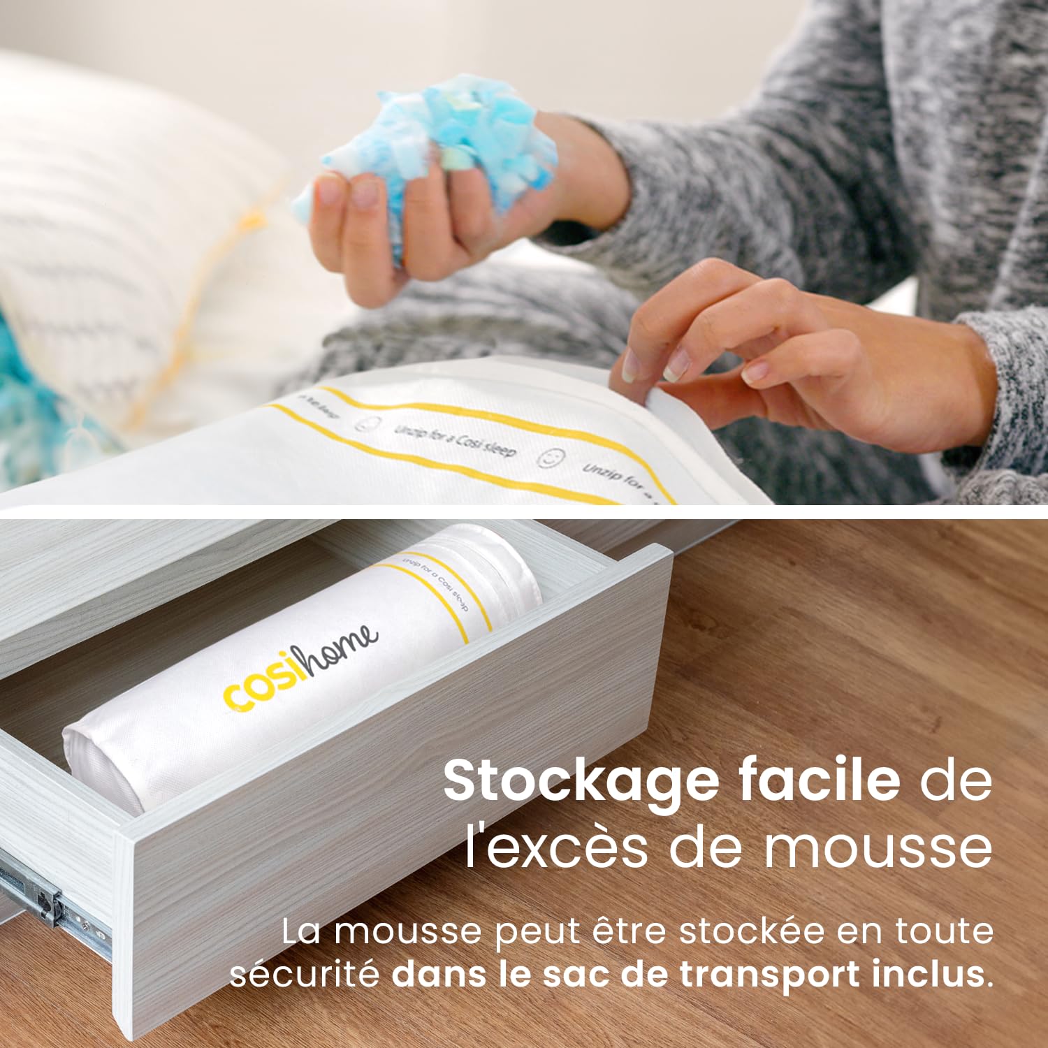 Cosi Home Lot de 2 Oreillers à mémoire de Forme 71x45 cm - Coussin Respirant Blanc avec Housse en Bambou, Hauteur Réglable, Lavable en Machine, pour Dormir sur Le Dos, Le côté ou Le Ventre