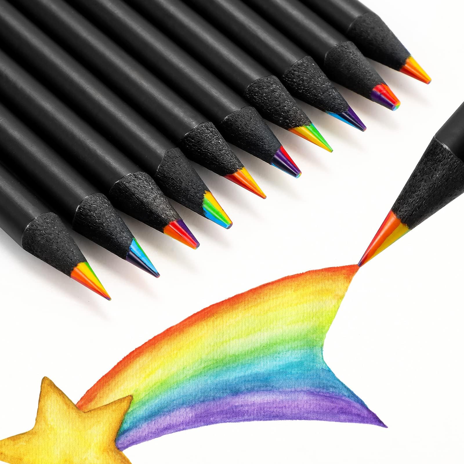 Sponsored Ad – Black Wooden Rainbow Colored Pencils, 30 Pieces Multi-Colored Pencils for Kids, 7 Color in 1 Pencil, Assorted Colors for Drawing, Coloring, Sketching, Art Supplies
