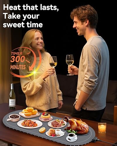 Miniatura 6 de Tapete de calentamiento para alimentos extra grande, 36 x 14.5 pulgadas, tapete de calentamiento de alimentos con almohadilla aislante de calor,