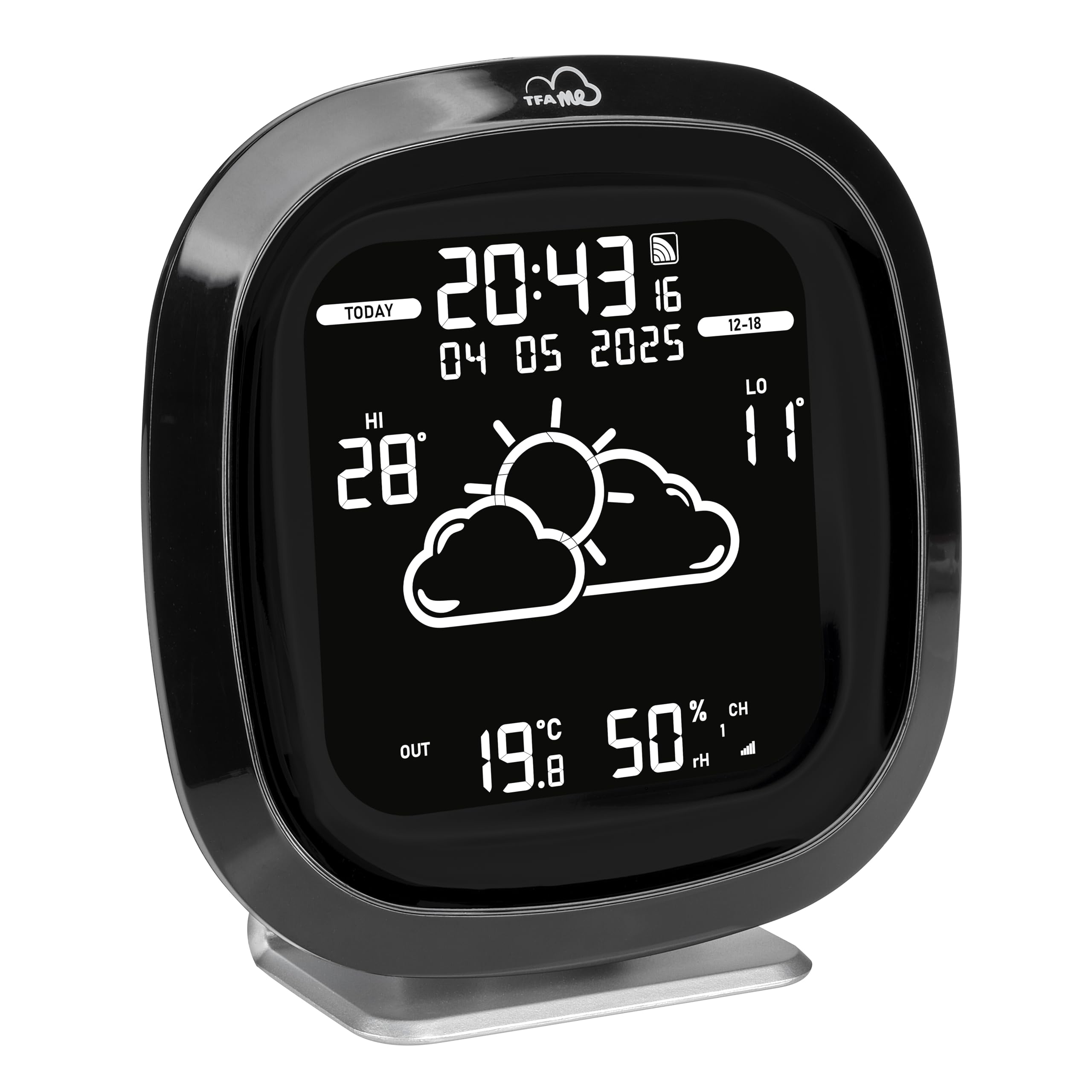 TFA Dostmann Station Meteo sans Fils TFA.me ID-04, 35.8102, Prévisions Météo Pros par Wetter.COM 4 Jours, INCL. Capteur Extérieur, Couleurs D'affichage Variées, Portail en Ligne, Alerte, Noir