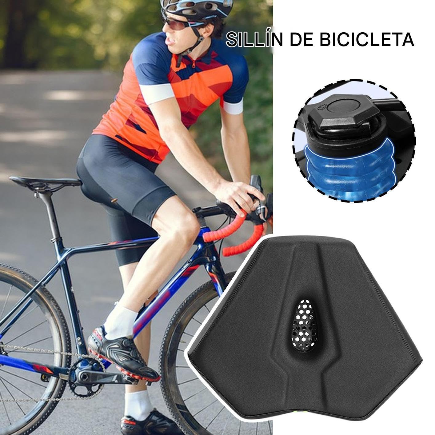 Selle da bicicletta da uomo, con schienale largo, con imbottitura e imbottitura, accessorio da ciclismo per adulti e giovani