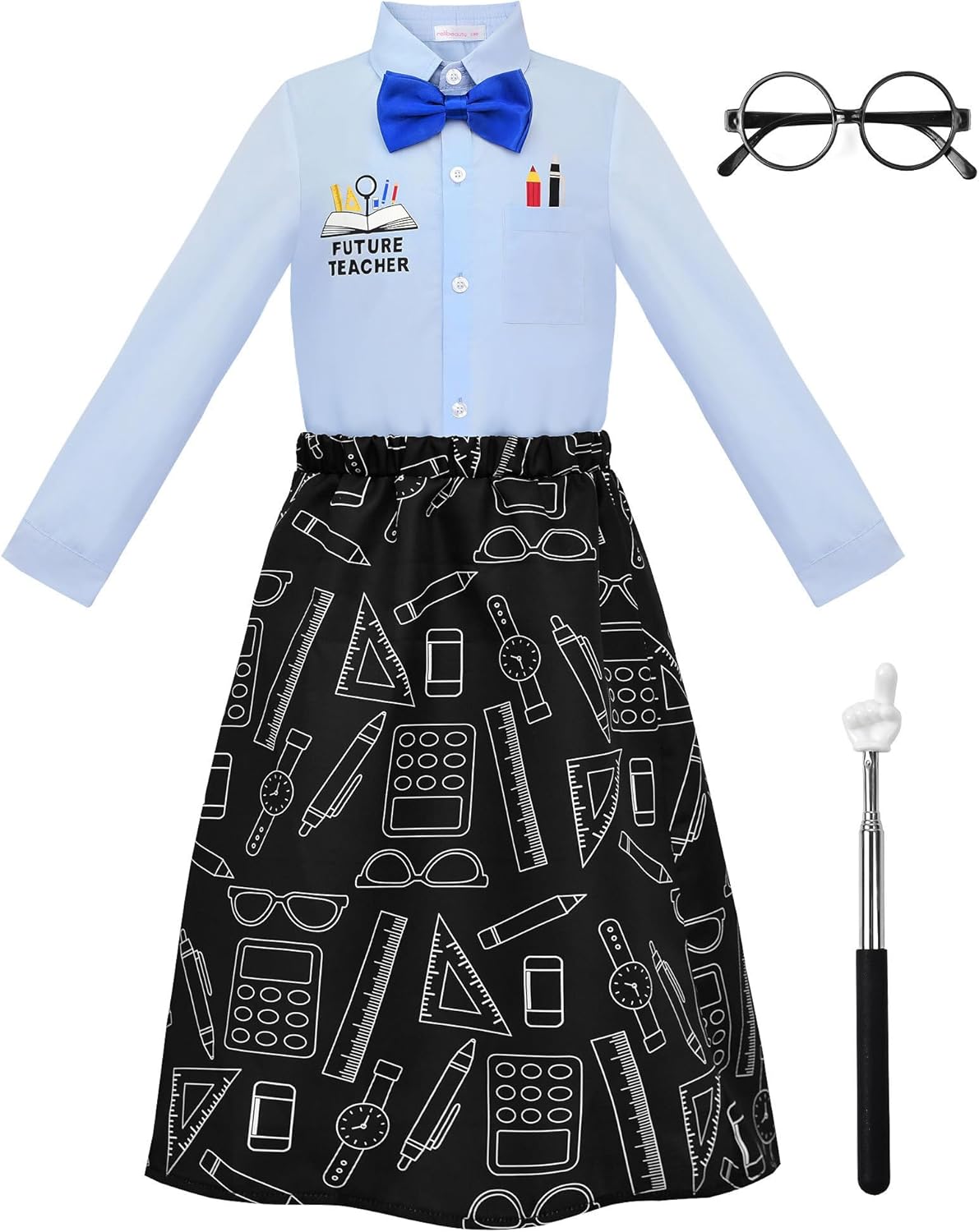 ReliBeauty Girls Teacher Costume with Glasses and Pointer Finger Stick