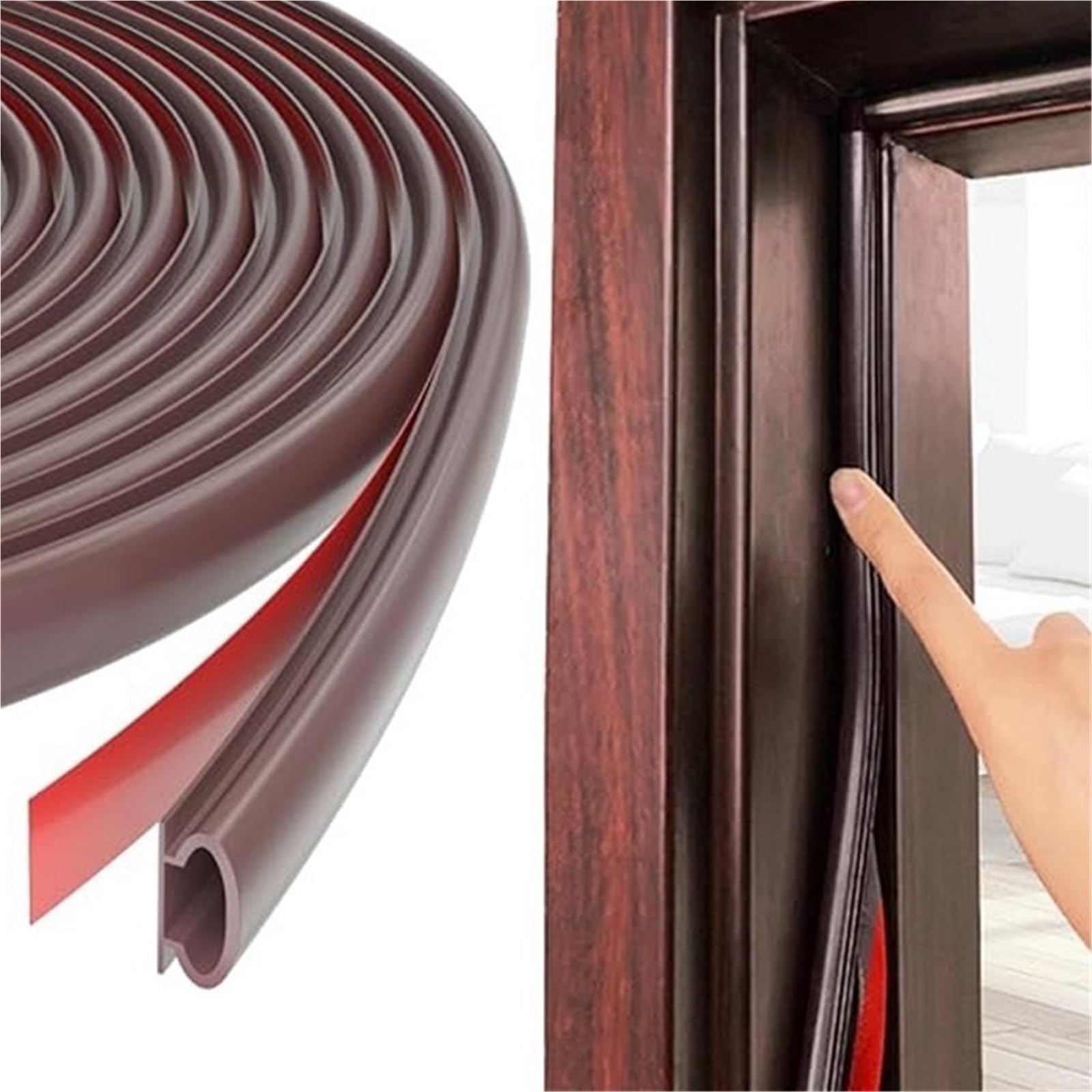 Ghhzml Brown Door Bottom Seal 6M D-Shape Weather Seal Strip, Soundproof(,12M)