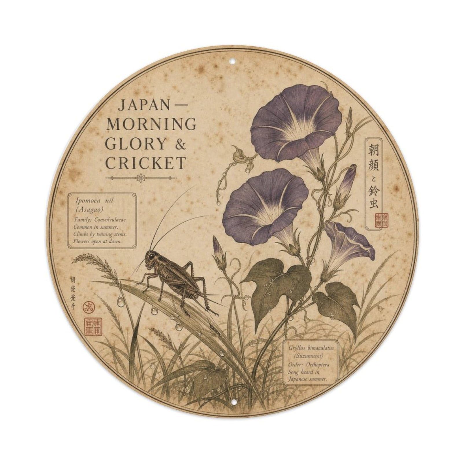 Olyhtr 8X8inch Classic Style Meiji Japan Morning Glory Cricket Ceramic Folk Metal Tin Sign