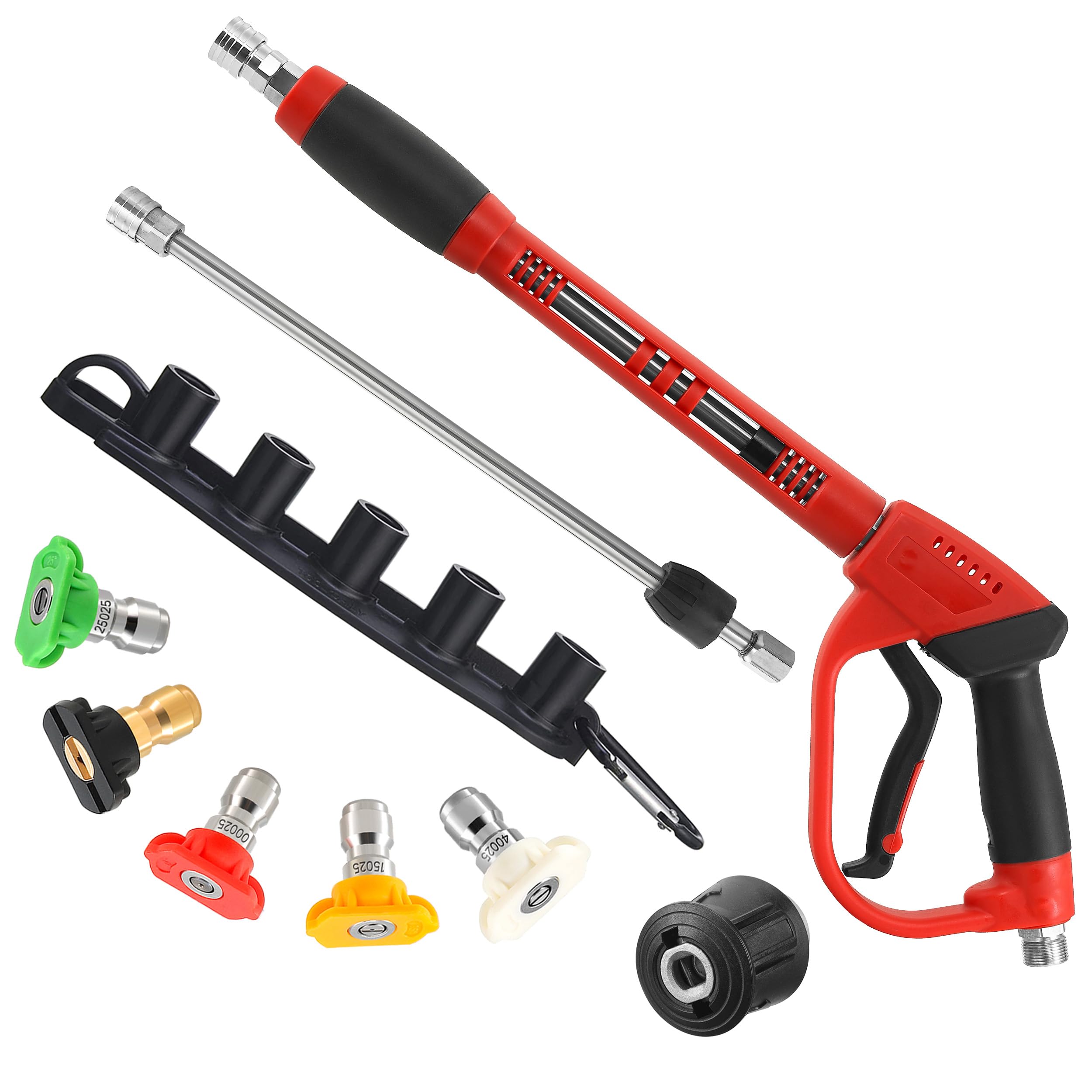 Tool Daily Pressure Washer Long Gun with Adapter for Karcher K Series K2 K3 K4 K5 K6 K7, Replacement Jet Wash Lance, Extension Wand, 5 Nozzle Tips, M22 14mm Fitting, 40 Inch, 5000 PSI