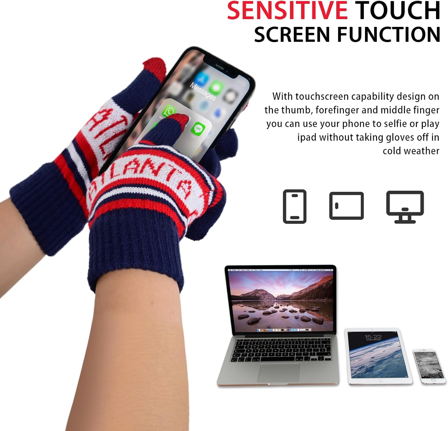 Vintage Classic Skull Cap 3D Embroidery Beanie Cuffed Winter Hat Knit with Touch Screen Gloves Gifts for Fans - Image 4