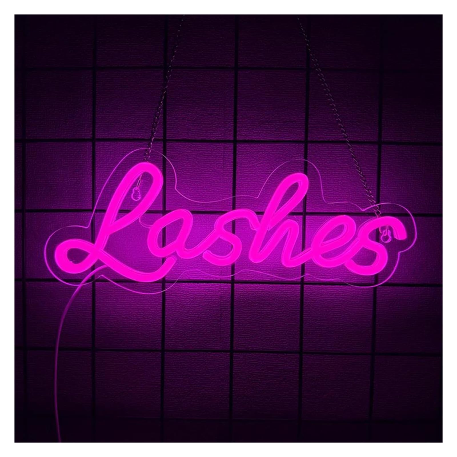 LEMST Sign Lamp Lashes Neon Sign Light Dimmable USB Powered for Bedroom Makeup Beauty Room Party Salon Wall Decor 34cmx13.5cm/13.4inx5.31in