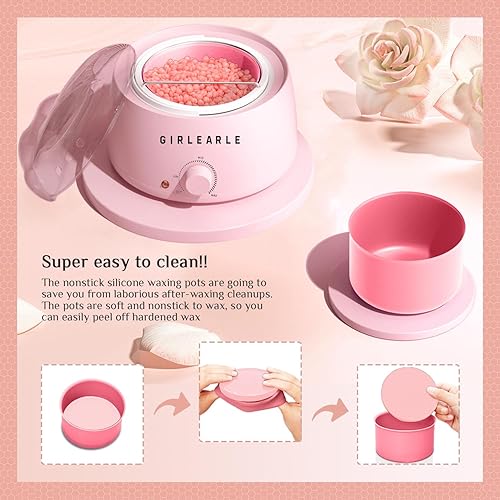 Miniatura 4 de GIRLEARLE Kit de depilación para mujeres y hombres, calentador de cera para depilación en casa con cuentas de cera, múltiples fórmulas dirigidas a