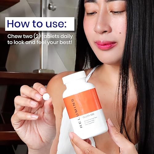 Miniatura 6 de Relumins Gluta 500 - Complejo de glutatión de pared masticablesublime con nutrición avanzada para la piel, ácido hialurónico, VIT C, biotina más 4