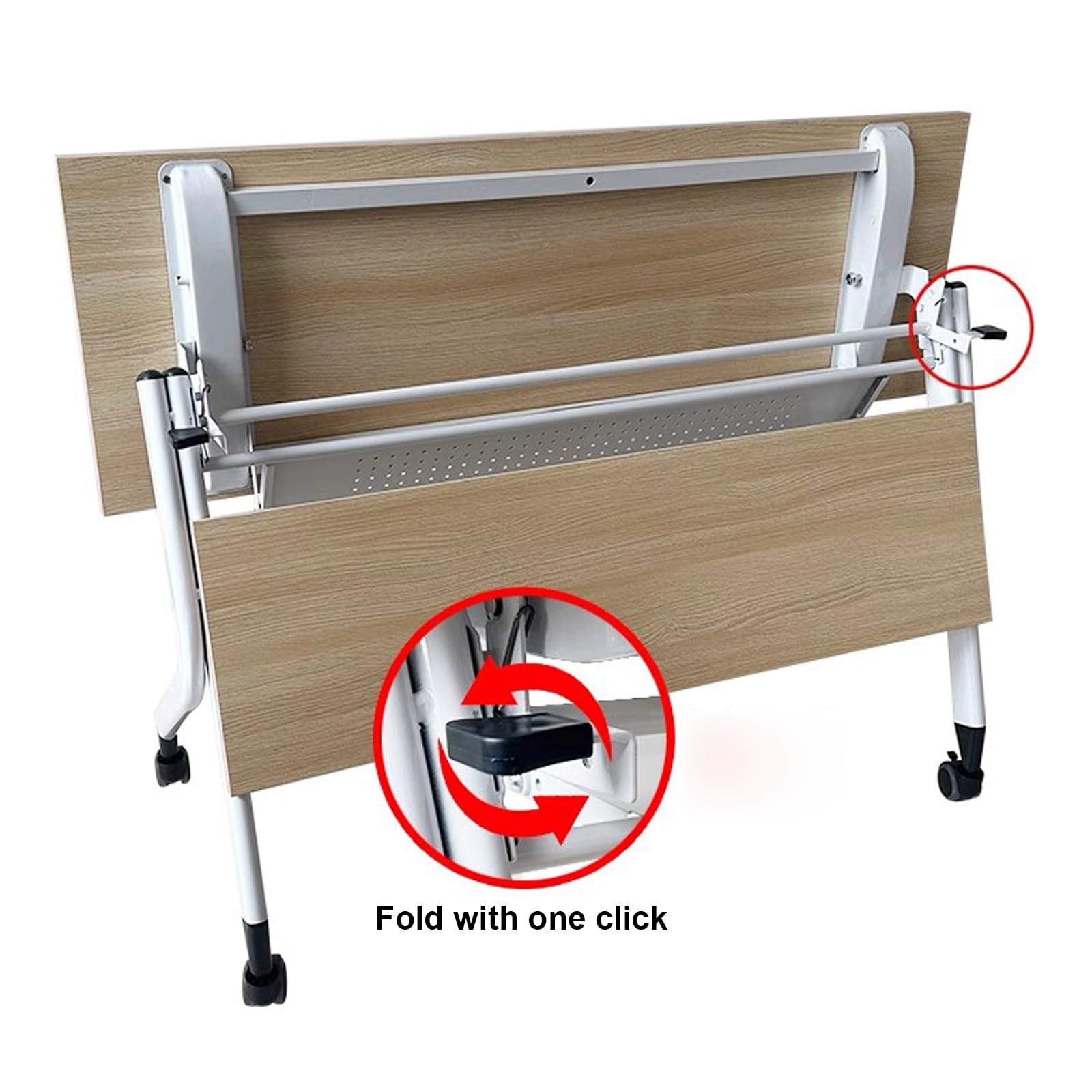 Składany stół konferencyjny, mobilne biurko treningowe do biur i sal lekcyjnych, przenośne biurko dla kadry kierowniczej, białe, 120 x 40 x 75 cm, idealne na spotkania i imprezy