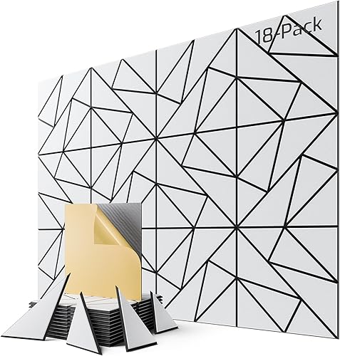Miniatura 22 de Paquete de 12 paneles acústicos autoadhesivos, paneles de espuma de alta densidad a prueba de sonido de 12 x 12 x 0.4 pulgadas para paredes, paneles