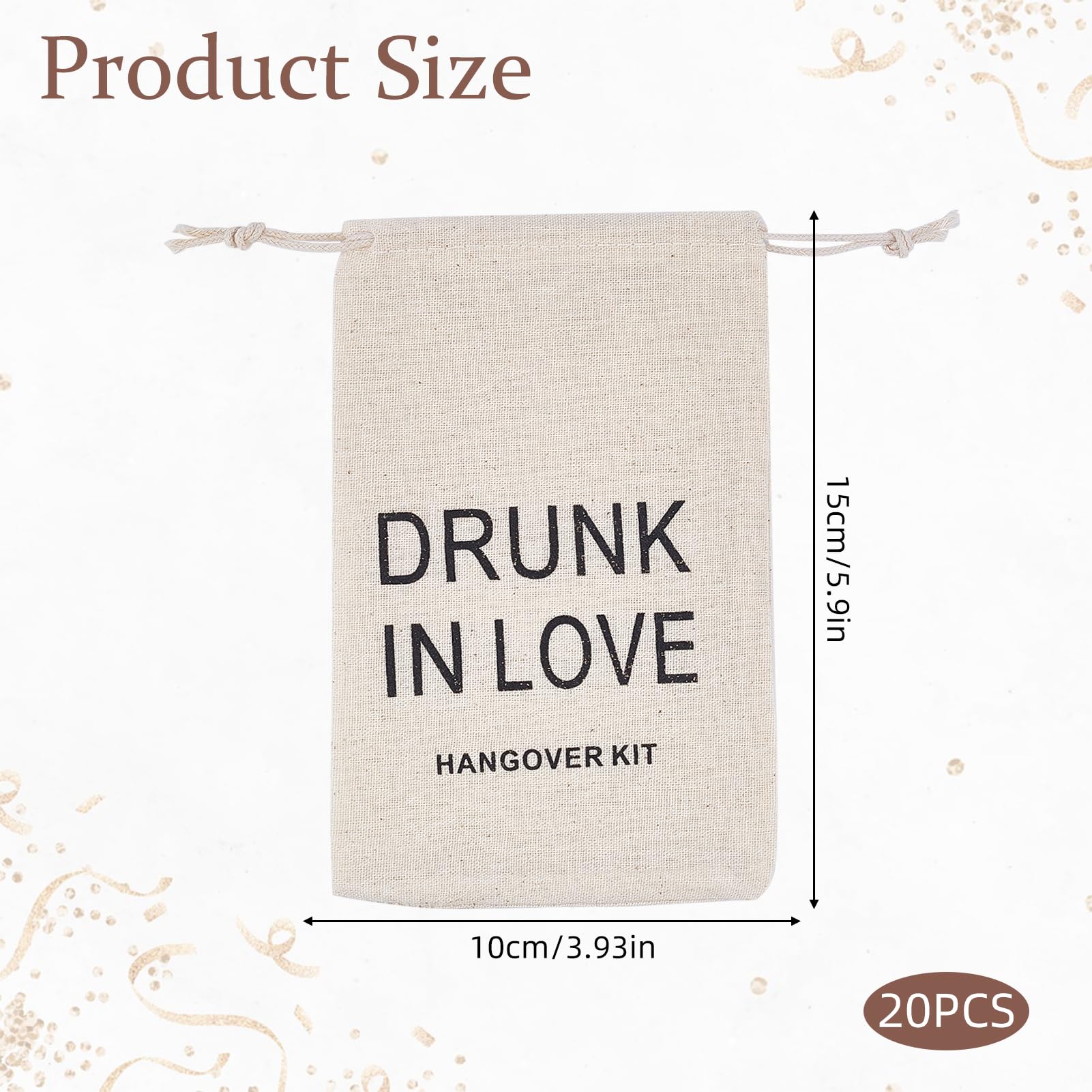 NICENEEDED 20 Sac de Survie en Mousseline de Coton de 4 x 6cm avec Cordon de Serrage pour Enterrement de Vie de Jeune Fille (Inlove)