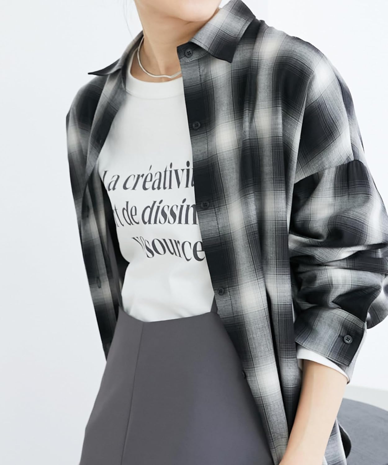 [ルクールブラン] 手洗い可能》オンブレチェックオーバーシャツ 3052038805