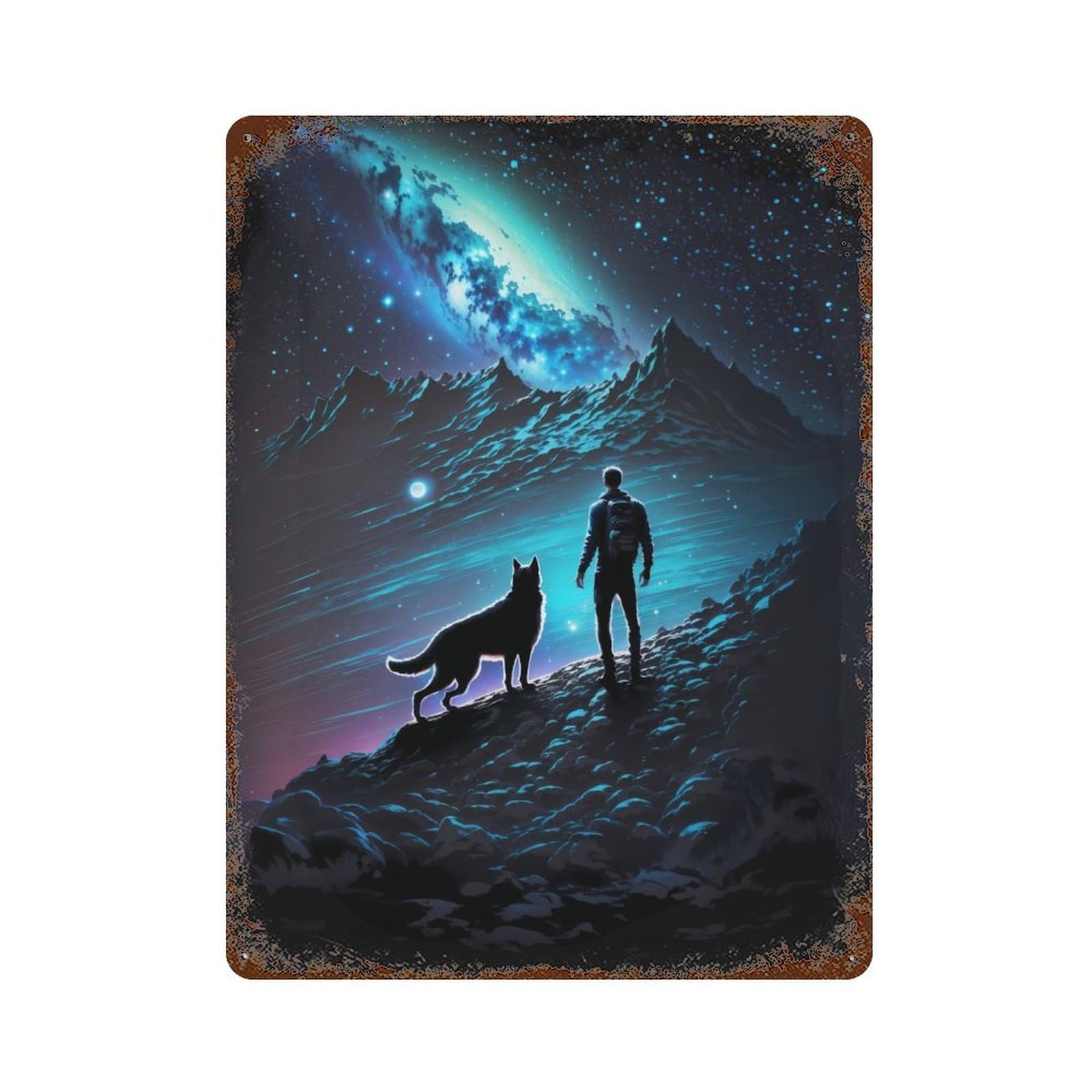 Garage Style Celestial Companion Decorative Tin Sign 15.7"x11.8", Industrial Home Decor for Bar And Workshop