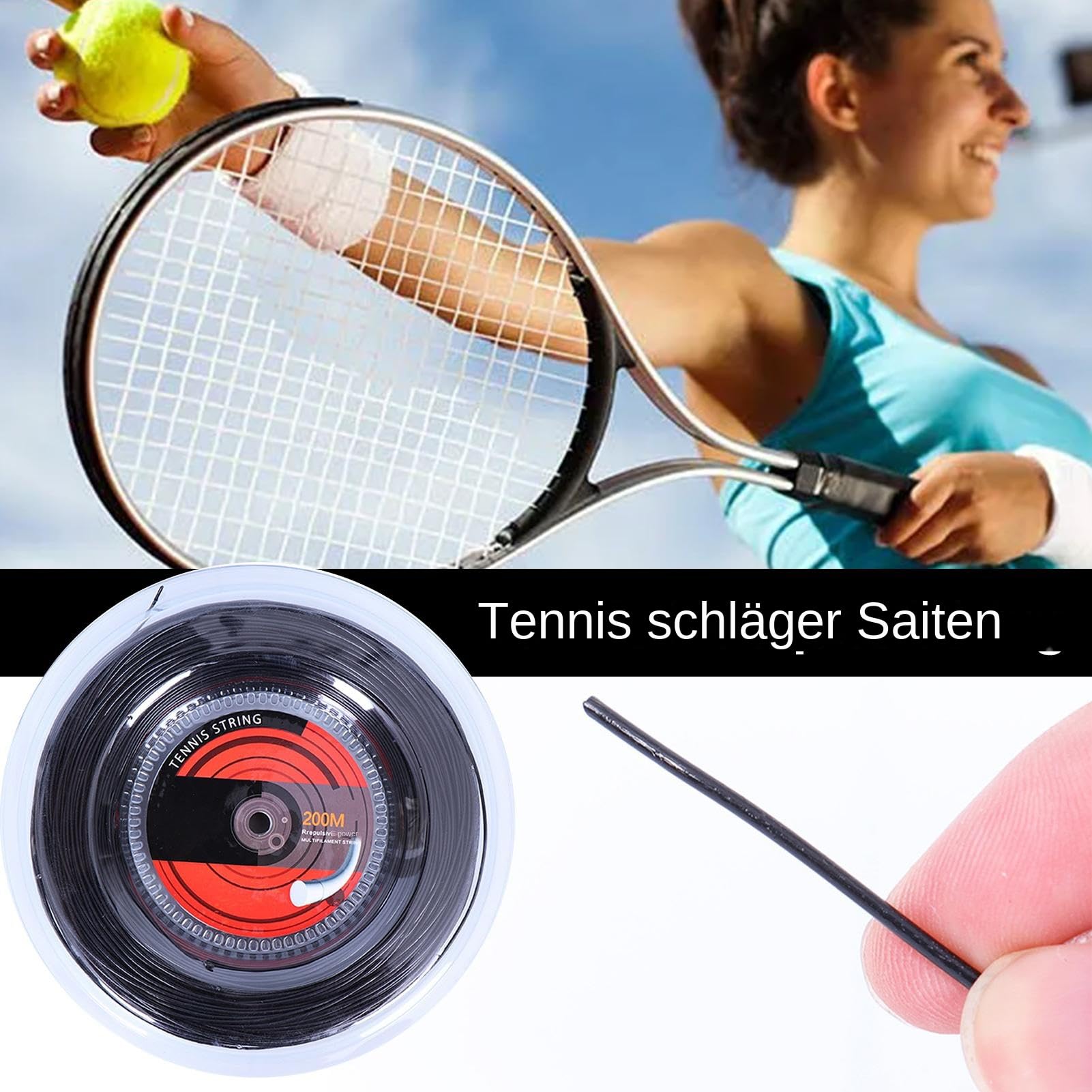 Tennis String Reel – Premium Synthetic Inarm String, Racchetta da tennis, racchetta da tennis | Multifilamento in poliestere Strings, corda da tennis ad alte prestazioni per spin Controll – Tennis