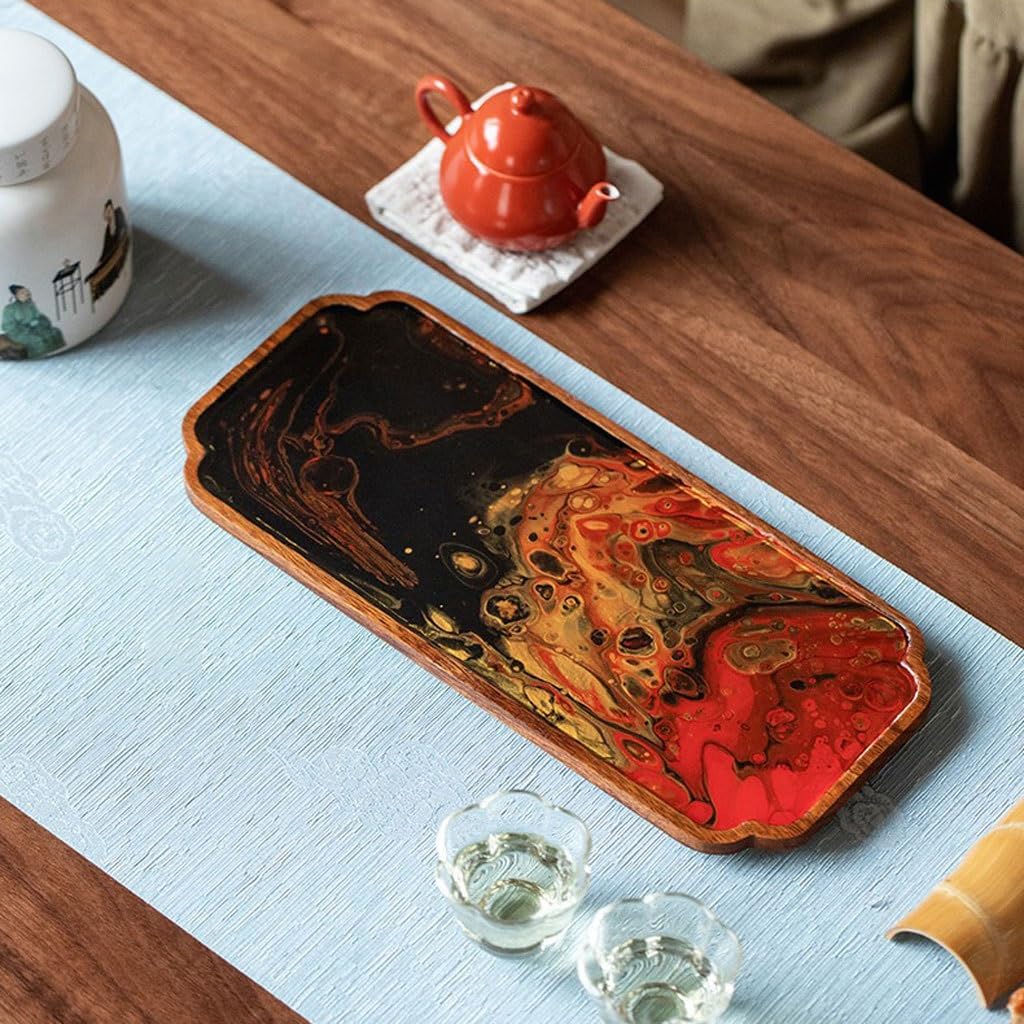 Bandeja para Servir té Bandeja de té seco de Resina for el hogar, Mesa de té Creativa, Bandeja Pintada a Mano, Adecuada for encimeras Bandeja de Mesa de Centro