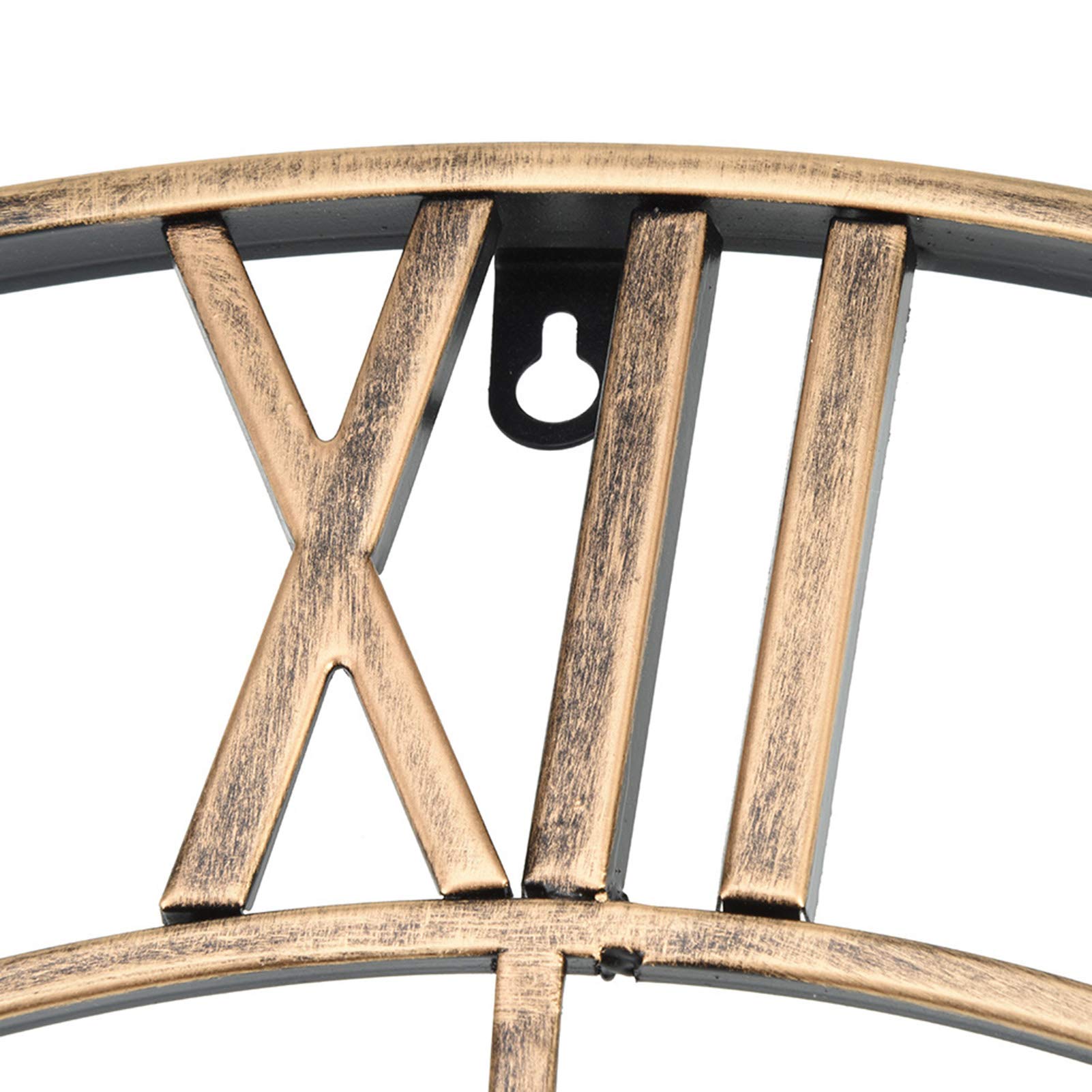 Hidyliu Reloj de Pared Redondo Grande de Hierro, Números Romanos Hechos a Mano para Decoración del Hogar, Restaurante, 60cm, Dorado (Oro 60cm)