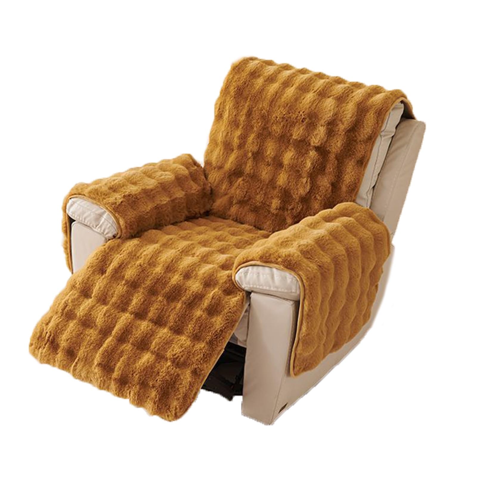 Plüsch Liegestuhl Schonbezug für Zuhause Kunstpelz Flauschiger Liegestuhl Schonbezug rutschfeste Rückseite Flauschiger Liege Couch Bezug Waschbarer Möbelschutz(Ginger)