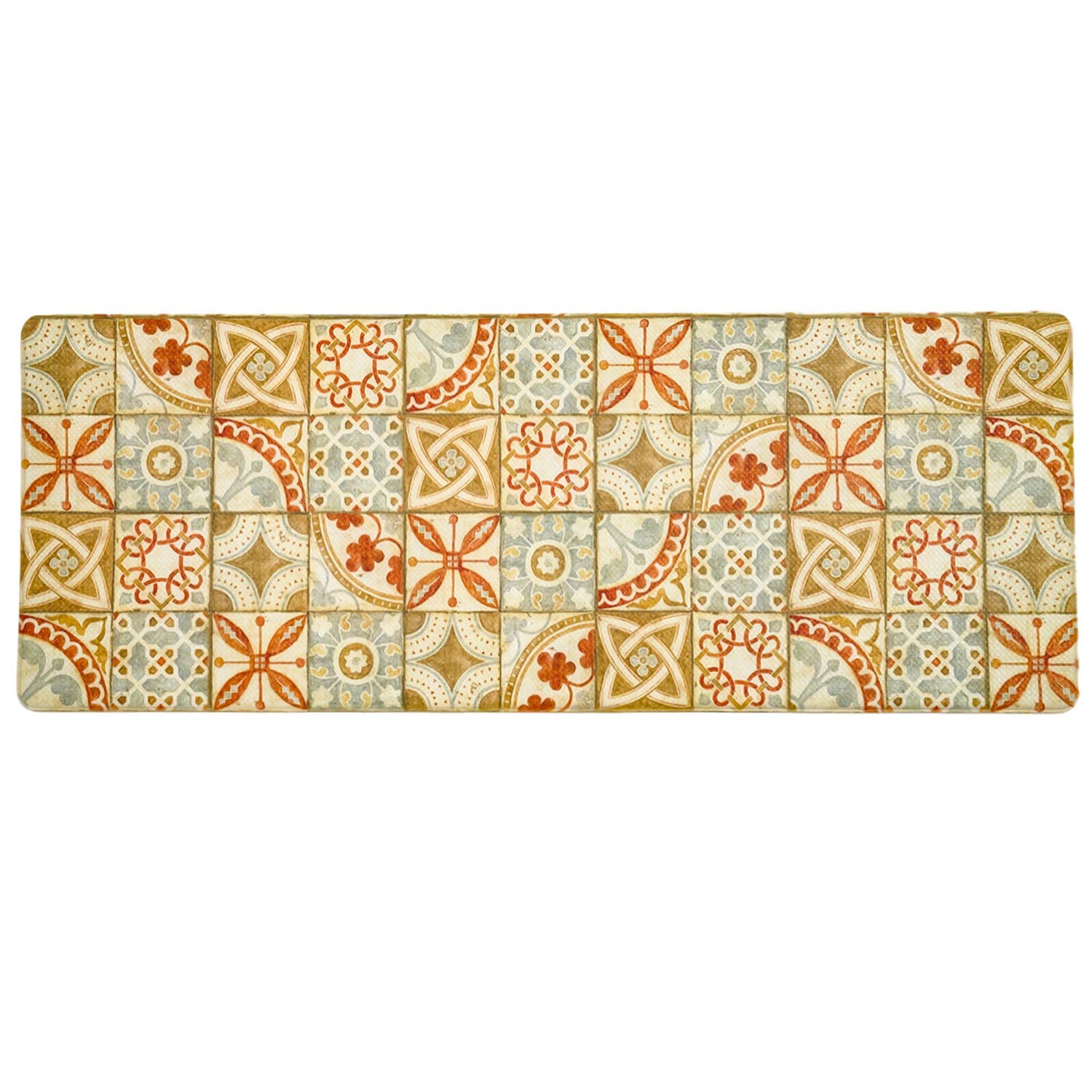 FRESHMINT Farmhouse Kitchen Mats Cushioned Anti-Fatigue Comfort Mat for Home & Office Ergonomically Engineered Memory Foam Kitchen Rug Waterproof Non-Skid, 47" by 17",Vintage