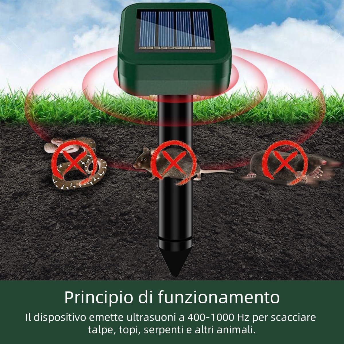 Dissuasori Ultrasonici Per Topi E Talpe 4 Pezzi - Repellente Solare Da Esterno Per Giardino