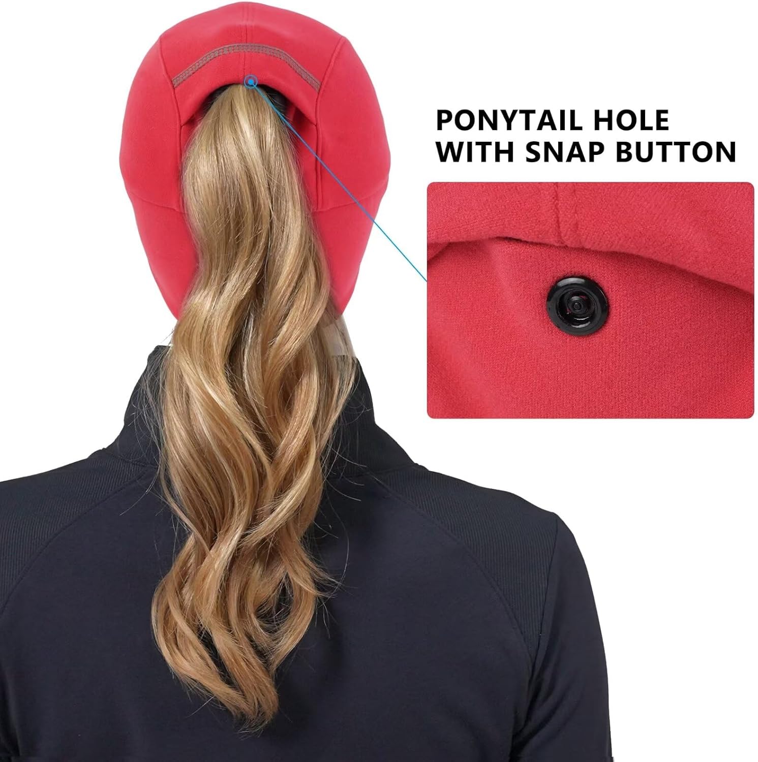 GADIEMKENSD Women's Winter Reflective Fleece Ponytail Hat with Drop Down Ear Warmer - Image 4