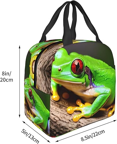 Miniatura 3 de Lonchera de trabajo, linda bolsa de almuerzo de viaje con ojos rojos y ranas para mujeres y hombres, contenedor de almuerzo aislado reutilizable de