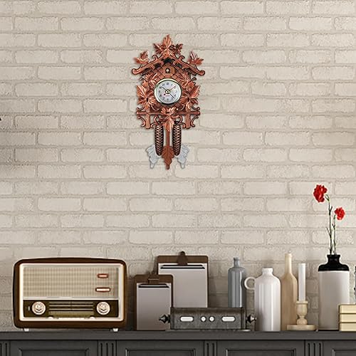 Miniatura 4 de Reloj de pared de cuco de 10 pulgadas, reloj despertador de madera, reloj despertador retro para sala de estar, relojes despertadores a batería para