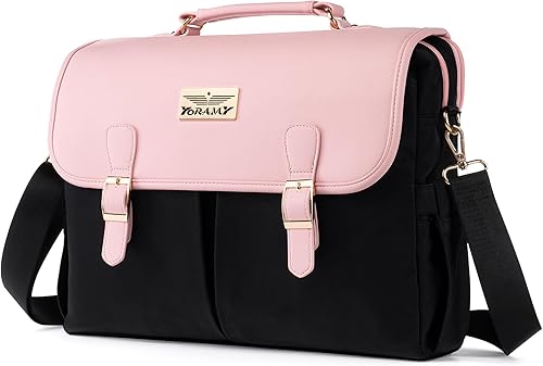 Bolsa de lona para laptop para mujer bolsa de trabajo ligera para mensajero bolsa grande con cremallera para la escuela, 17 bolsillos