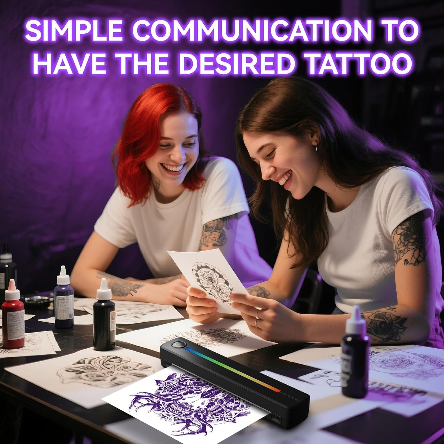 PeriPage P91S Stencil Drucker, Bluetooth Tattoo Drucker Maschine, Tätowierer Thermodrucker Tattoo, Tattoo Transfer Printer Kompatibel mit Phone/Pad/PC mit